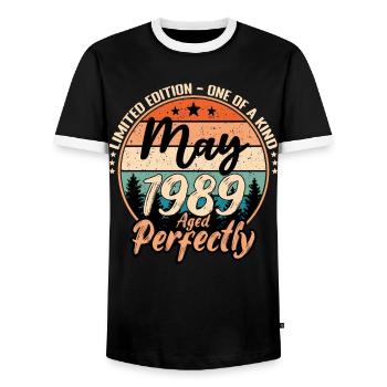 Mai 1989 anniversaire 1989 légendes Mai - T-shirt contrasté Homme - noir/blanc - Devant - AI Model Female 172 light (172cm) & AI Model Male 178 light (178cm)