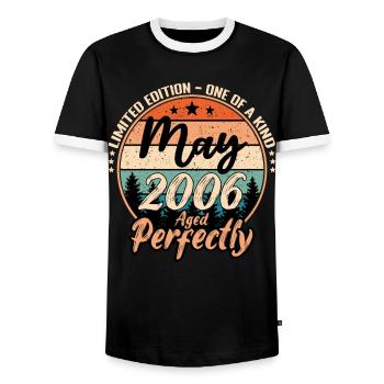 Mai 2006 anniversaire 2006 légendes Mai - T-shirt contrasté Homme - noir/blanc - Devant - AI Model Female 172 light (172cm) & AI Model Male 178 light (178cm)