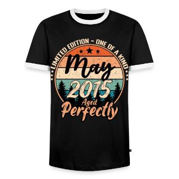 Mai 2015 Jubiläum 2015 Legenden Mai - Männer Kontrast-T-Shirt - Schwarz/Weiß - Vorne - AI Model Female 172 light (172cm) & AI Model Male 178 light (178cm)