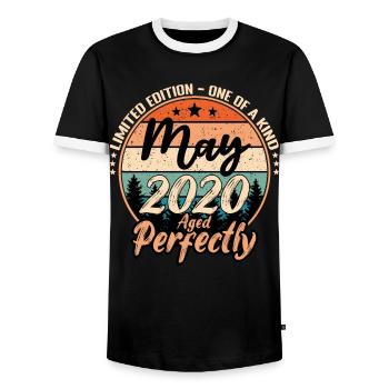 Mai 2020 Jubiläum 2020 Legenden Mai - Männer Kontrast-T-Shirt - Schwarz/Weiß - Vorne - AI Model Female 172 light (172cm) & AI Model Male 178 light (178cm)