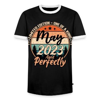 Mai 2023 Jubiläum 2023 Legenden Mai - Männer Kontrast-T-Shirt - Schwarz/Weiß - Vorne - AI Model Female 172 light (172cm) & AI Model Male 178 light (178cm)