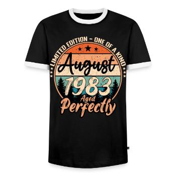 Août 1983 anniversaire 1983 légendes Août - T-shirt contrasté Homme - noir/blanc - Devant - AI Model Female 172 light (172cm) & AI Model Male 178 light (178cm)