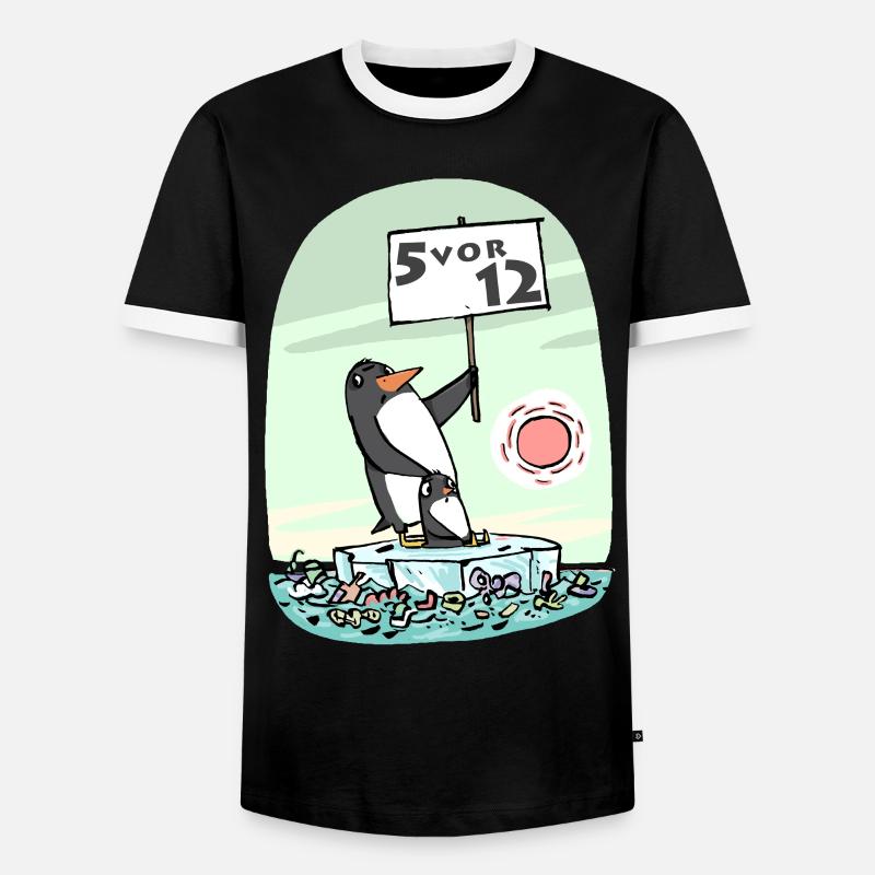 Pinguin - Männer Kontrast-T-Shirt - Schwarz/Weiß