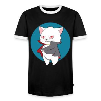 VAMPIRE CAT Halloween Vampir Horror Monster - T-shirt contrasté Homme - noir/blanc - Devant - AI Model Female 172 light (172cm) & AI Model Male 178 light (178cm)