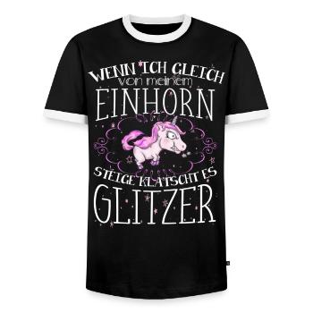 Einhorn - Glitzer - Männer Kontrast-T-Shirt - Schwarz/Weiß - Vorne - AI Model Female 172 light (172cm) & AI Model Male 178 light (178cm)