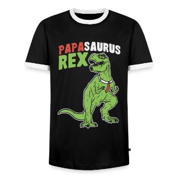 Papasaurus Rex - Vatertag Herrentag Männertag Papa - Männer Kontrast-T-Shirt - Schwarz/Weiß - Vorne - AI Model Female 172 light (172cm) & AI Model Male 178 light (178cm)