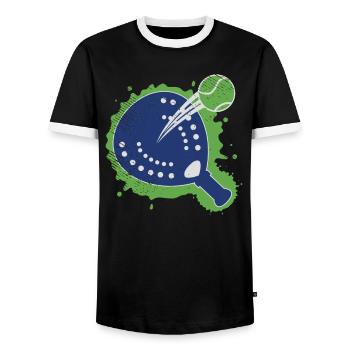 Padel Players Racket Playing Padel Vintage - Men's Ringer Shirt - black/white - Front - AI Model Female 172 light (172cm) & AI Model Male 178 light (178cm)