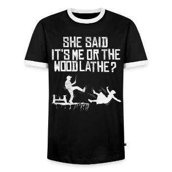 Drechsler Drechseln Drechselbank Drechsel - Männer Kontrast-T-Shirt - Schwarz/Weiß - Vorne - AI Model Female 172 light (172cm) & AI Model Male 178 light (178cm)