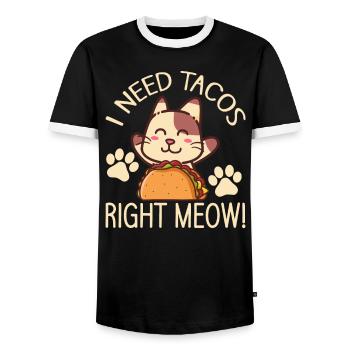 Cat Lover Tacos Kitten Taco Enthusiast - Men's Ringer Shirt - black/white - Front - AI Model Female 172 light (172cm) & AI Model Male 178 light (178cm)