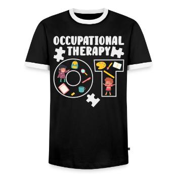 Ergotherapeutin Ergo Ergotherapeut Therapeut - Männer Kontrast-T-Shirt - Schwarz/Weiß - Vorne - AI Model Female 172 light (172cm) & AI Model Male 178 light (178cm)