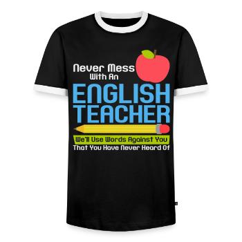 Lustig Englischlehrer Lehrerin Englisch Vokabeln - Männer Kontrast-T-Shirt - Schwarz/Weiß - Vorne - AI Model Female 172 light (172cm) & AI Model Male 178 light (178cm)