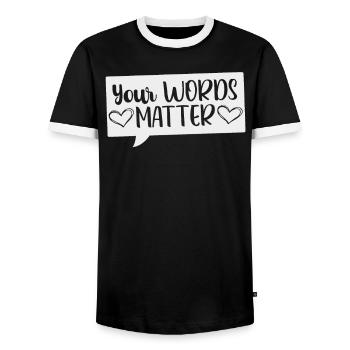 Speech Pathologist Words Speech Language Pathology - Men's Ringer Shirt - black/white - Front - AI Model Female 172 light (172cm) & AI Model Male 178 light (178cm)