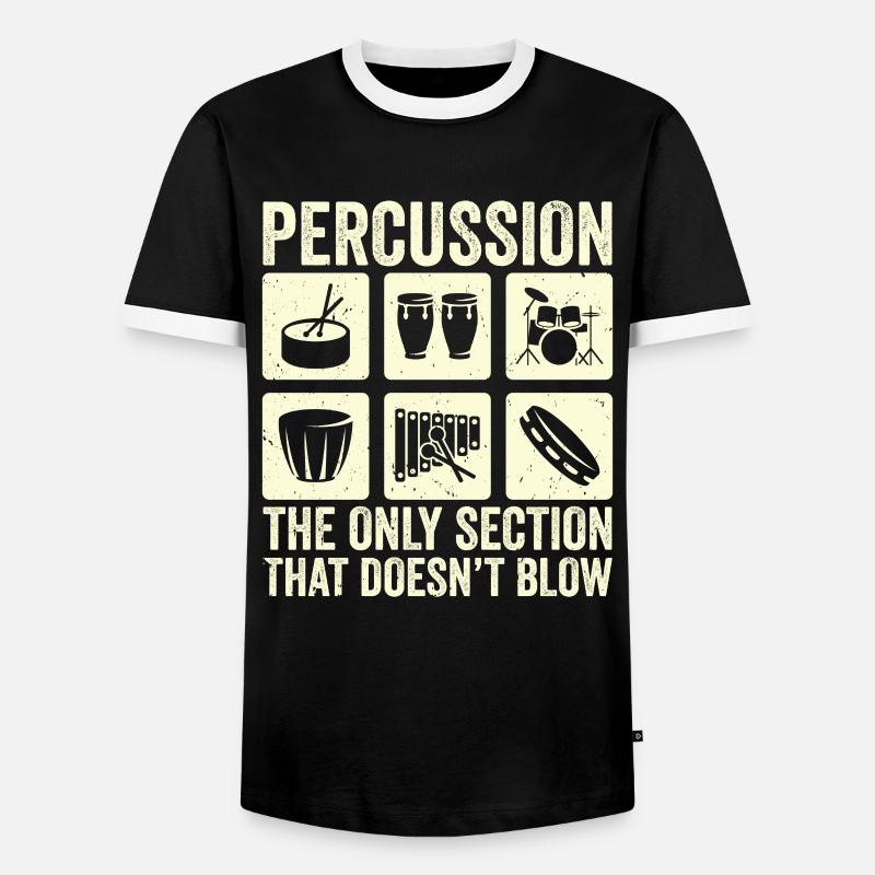 Percussion Drummer Drumming Drum Set - Men's Ringer Shirt - black/white