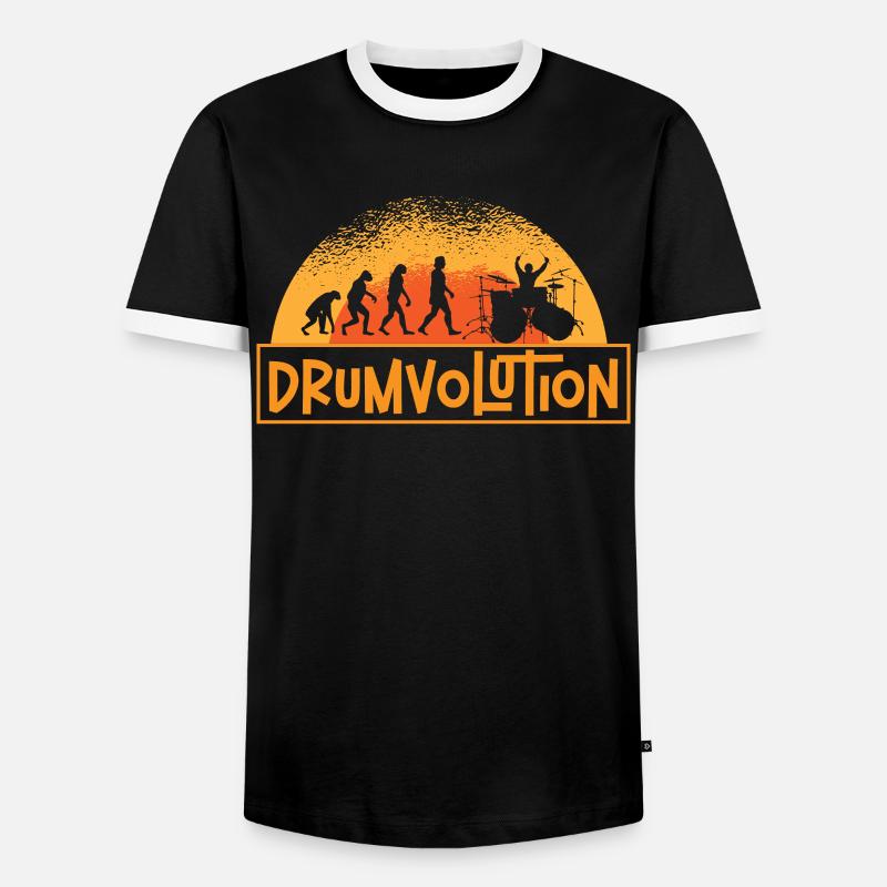 Drumvolution Drums Drumming Percussion Drummer - Men's Ringer Shirt - black/white