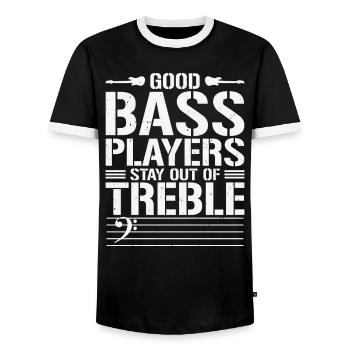 Gute Bassisten Instrument Bassist Musik - Männer Kontrast-T-Shirt - Schwarz/Weiß - Vorne - AI Model Female 172 light (172cm) & AI Model Male 178 light (178cm)