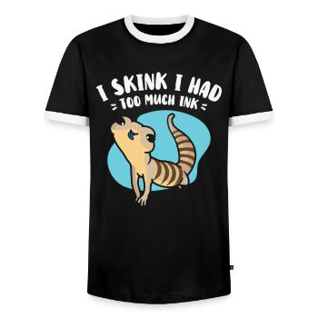 Herpetologie Blauzungenskink Eidechse Wildtiere - Männer Kontrast-T-Shirt - Schwarz/Weiß - Vorne - AI Model Female 172 light (172cm) & AI Model Male 178 light (178cm)