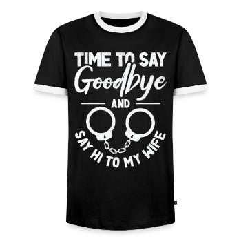 Célibataire Fiancé Mariage Épouse Anniversaire de mariage - T-shirt contrasté Homme - noir/blanc - Devant - AI Model Female 172 light (172cm) & AI Model Male 178 light (178cm)