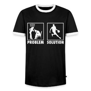 Problème de déclaration des joueurs de basket-ball - T-shirt contrasté Homme - noir/blanc - Devant - AI Model Female 172 light (172cm) & AI Model Male 178 light (178cm)