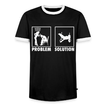 Still Rings Gymnastics Gymnast Statement Problem - Men's Ringer Shirt - black/white - Front - AI Model Female 172 light (172cm) & AI Model Male 178 light (178cm)