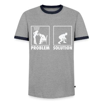 Wrestling Wrestlers Statement Problem Solution. - Men's Ringer Shirt - grey/navy  - Front - AI Model Female 172 light (172cm) & AI Model Male 178 light (178cm)