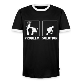Wrestling Wrestlers Statement Problem Solution. - Men's Ringer Shirt - black/white - Front - AI Model Female 172 light (172cm) & AI Model Male 178 light (178cm)