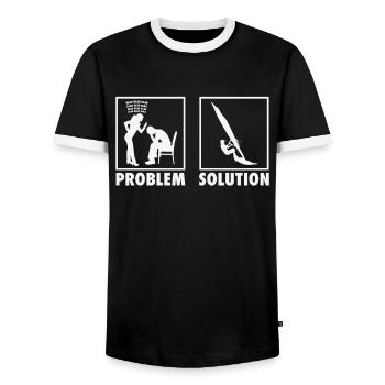 Windsurfing Windsurfer Statement Problem Solution. - Men's Ringer Shirt - black/white - Front - AI Model Female 172 light (172cm) & AI Model Male 178 light (178cm)