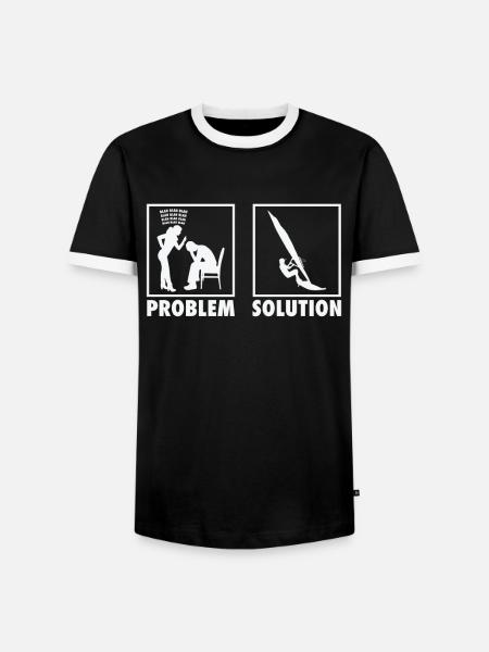 Windsurf Windsurfer Déclaration Solution au problème. - T-shirt contrasté Homme - noir/blanc