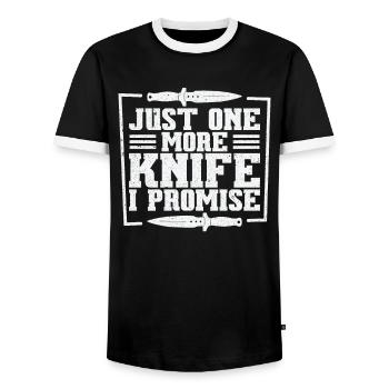 Messer Selbst Schmieden Damast Stahl Schmied - Männer Kontrast-T-Shirt - Schwarz/Weiß - Vorne - AI Model Female 172 light (172cm) & AI Model Male 178 light (178cm)