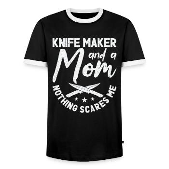 Messer Selbst Schmieden Damast Stahl Schmied - Männer Kontrast-T-Shirt - Schwarz/Weiß - Vorne - AI Model Female 172 light (172cm) & AI Model Male 178 light (178cm)