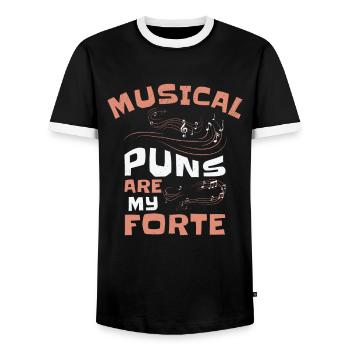 Musique Forte Jeu de mots musical Musiciens - T-shirt contrasté Homme - noir/blanc - Devant - AI Model Female 172 light (172cm) & AI Model Male 178 light (178cm)