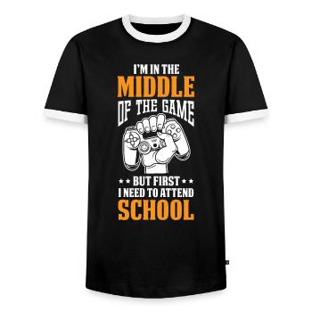 Les enfants retournent à l’école au milieu du jeu Assister - T-shirt contrasté Homme - noir/blanc - Devant - AI Model Female 172 light (172cm) & AI Model Male 178 light (178cm)