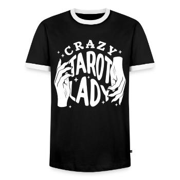 Divination Crazy Tarot Lady Crystal Tarot Cards - Männer Kontrast-T-Shirt - Schwarz/Weiß - Vorne - AI Model Female 172 light (172cm) & AI Model Male 178 light (178cm)