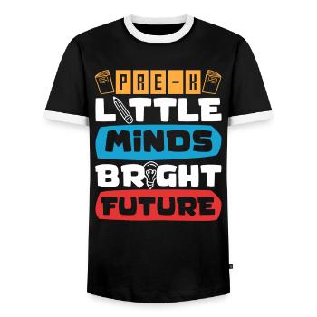 Preschool Kids Back to School Little Minds Bright - Men's Ringer Shirt - black/white - Front - AI Model Female 172 light (172cm) & AI Model Male 178 light (178cm)