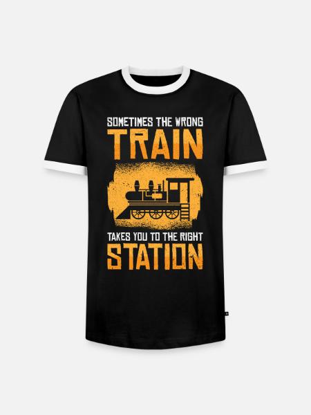 Train Transportation Train Lover Train Station - Men's Ringer Shirt - black/white