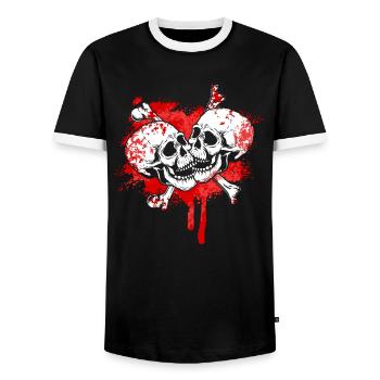 Squelette gothique dégoulinant Aimez vos tendres baisers - T-shirt contrasté Homme - noir/blanc - Devant - AI Model Female 172 light (172cm) & AI Model Male 178 light (178cm)