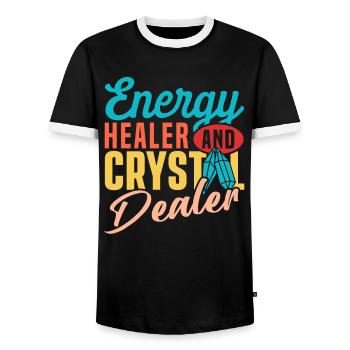Energiemedizin Heilen Positive Energie Kristalle - Männer Kontrast-T-Shirt - Schwarz/Weiß - Vorne - AI Model Female 172 light (172cm) & AI Model Male 178 light (178cm)