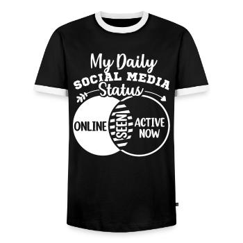 Mein täglicher Social Media Status Venn-Diagramm - Männer Kontrast-T-Shirt - Schwarz/Weiß - Vorne - AI Model Female 172 light (172cm) & AI Model Male 178 light (178cm)