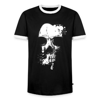 Skull Head and Scarf Gothic Bones Aesthetic Dark - Men's Ringer Shirt - black/white - Front - AI Model Female 172 light (172cm) & AI Model Male 178 light (178cm)