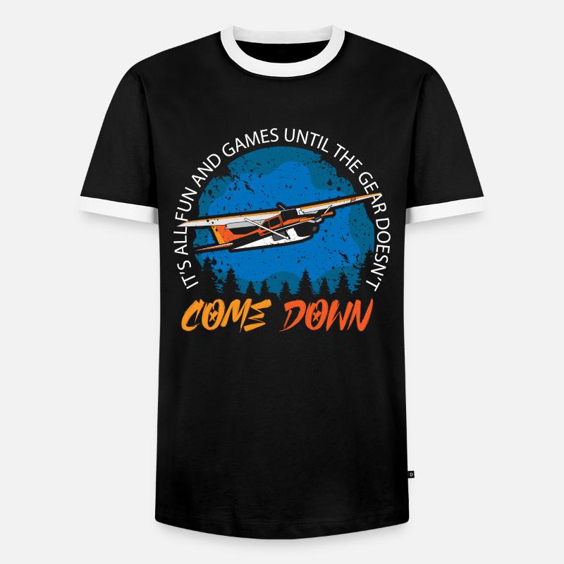 Pilot Captain Pilot Glider - Men's Ringer Shirt - black/white