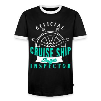 Lustiges Kreuzfahrtschiff Buffet Inspektor - Männer Kontrast-T-Shirt - Schwarz/Weiß - Vorne - AI Model Female 172 light (172cm) & AI Model Male 178 light (178cm)