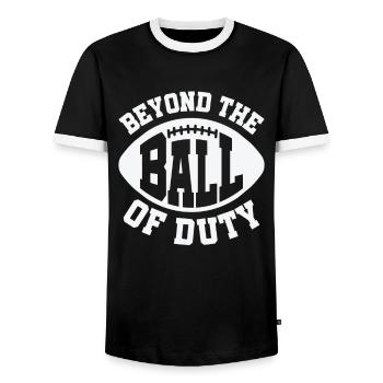 Fußball Jenseits des Balls der Pflicht Sport - Männer Kontrast-T-Shirt - Schwarz/Weiß - Vorne - AI Model Female 172 light (172cm) & AI Model Male 178 light (178cm)