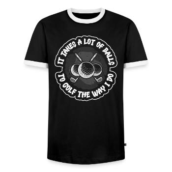 Golf Golfer Present Golf Player Golf Club Golf Ball - Men's Ringer Shirt - black/white - Front - AI Model Female 172 light (172cm) & AI Model Male 178 light (178cm)