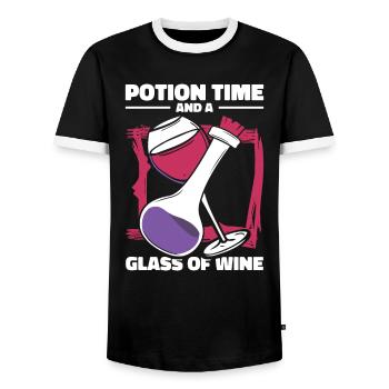 Aqua Tofana Weintrinken Mordgeheimnis - Männer Kontrast-T-Shirt - Schwarz/Weiß - Vorne - AI Model Female 172 light (172cm) & AI Model Male 178 light (178cm)
