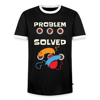 Problem Solution Cat Feline Cat Owner Pet - Men's Ringer Shirt - black/white - Front - AI Model Female 172 light (172cm) & AI Model Male 178 light (178cm)