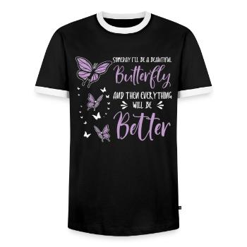 Himmlischer Schmetterling Mystische - Männer Kontrast-T-Shirt - Schwarz/Weiß - Vorne - AI Model Female 172 light (172cm) & AI Model Male 178 light (178cm)