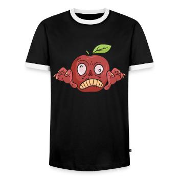 Halloween Apple Zombie Food Fruit Monster Spooky - Men's Ringer Shirt - black/white - Front - AI Model Female 172 light (172cm) & AI Model Male 178 light (178cm)