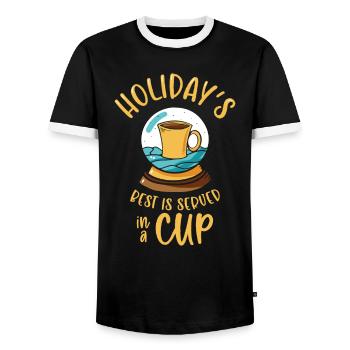 Weihnachten Schneekugel Kaffee Koffein Liebhaber - Männer Kontrast-T-Shirt - Schwarz/Weiß - Vorne - AI Model Female 172 light (172cm) & AI Model Male 178 light (178cm)