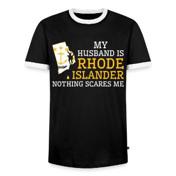 Rien ne me fait peur Mari rhode Islander - T-shirt contrasté Homme - noir/blanc - Devant - AI Model Female 172 light (172cm) & AI Model Male 178 light (178cm)