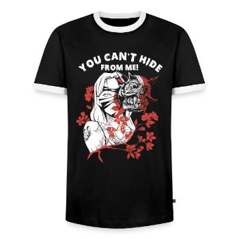 Girl Warp Horror Two Face Creepy Art Aesthetic - Men's Ringer Shirt - black/white - Front - AI Model Female 172 light (172cm) & AI Model Male 178 light (178cm)