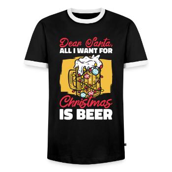 Lieber Weihnachtsmann Weihnachten Biertrinken - Männer Kontrast-T-Shirt - Schwarz/Weiß - Vorne - AI Model Female 172 light (172cm) & AI Model Male 178 light (178cm)